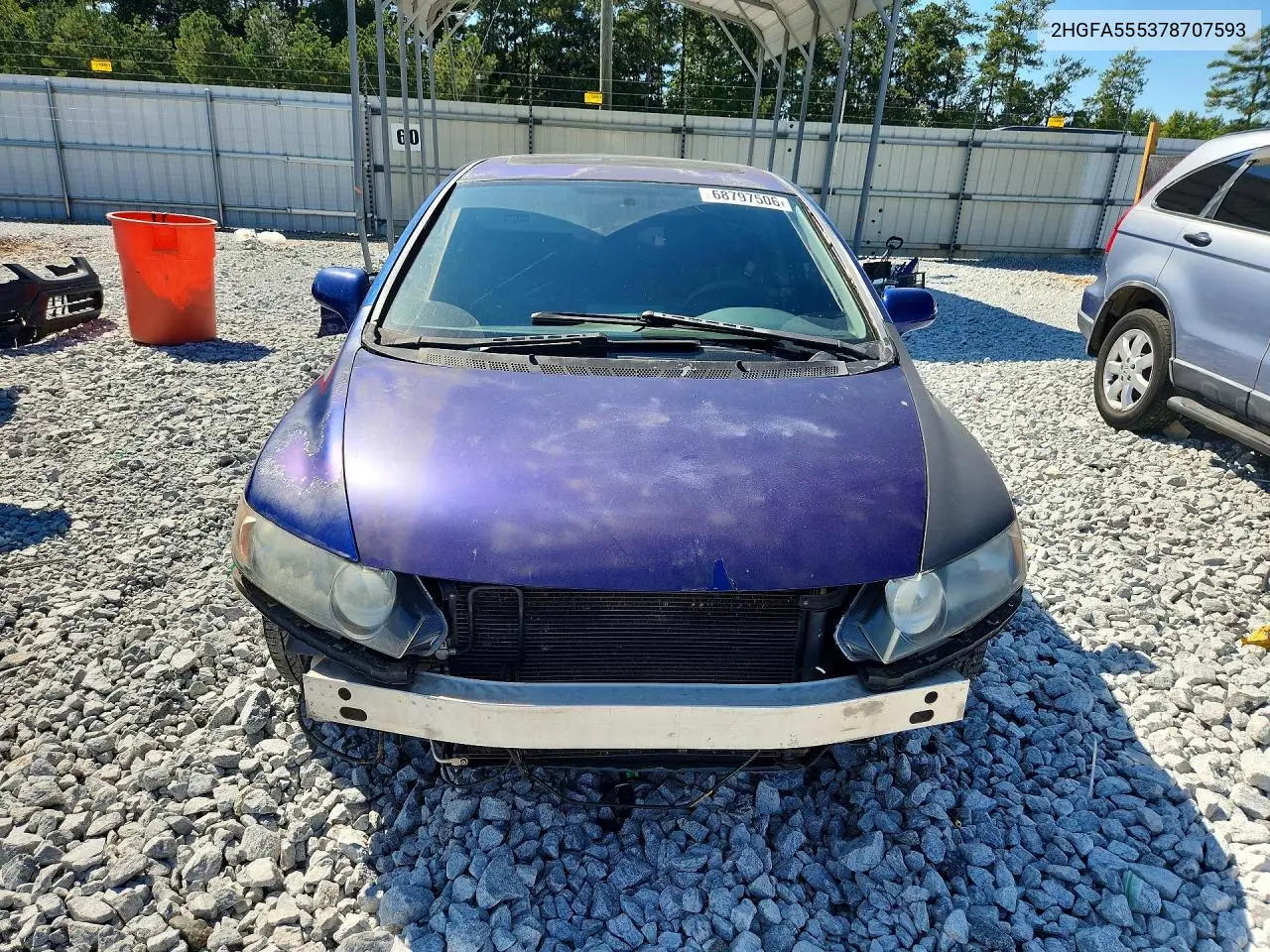 2007 HONDA CIVIC VIN 2HGFA555378707593 — фото 5
