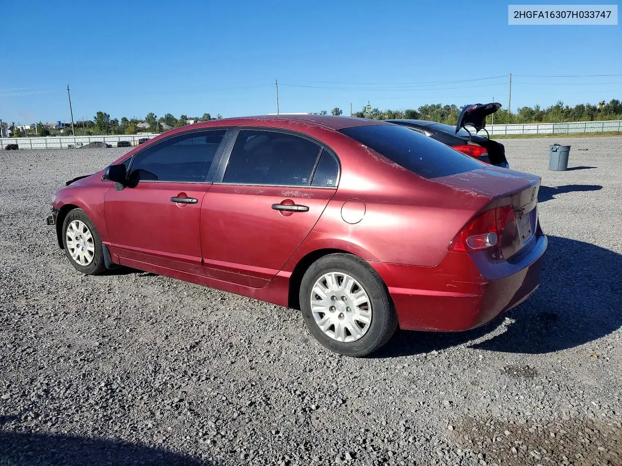 2007 HONDA CIVIC VIN 2HGFA16307H033747 — фото 2