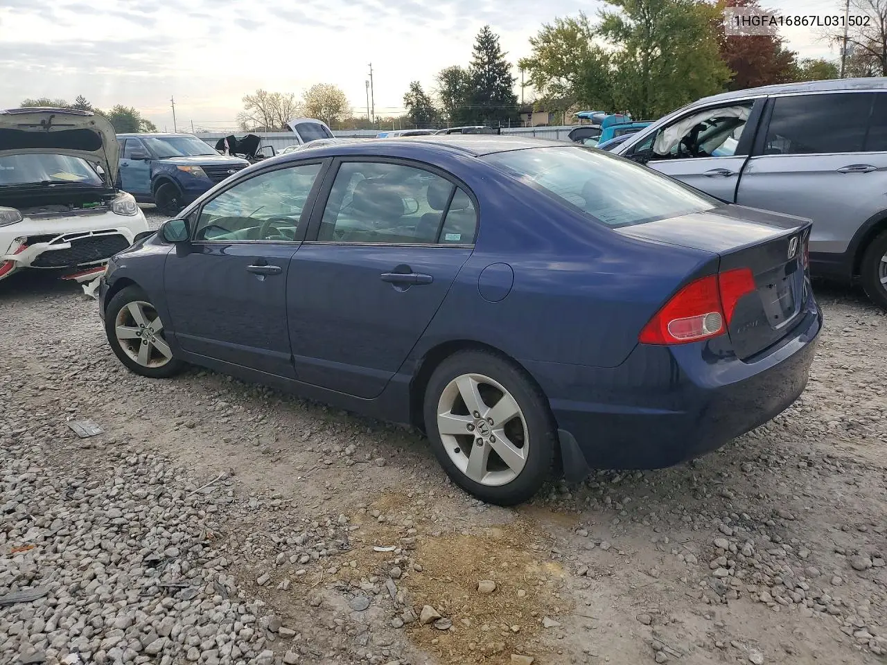 2007 HONDA CIVIC VIN 1HGFA16867L031502 — фото 2