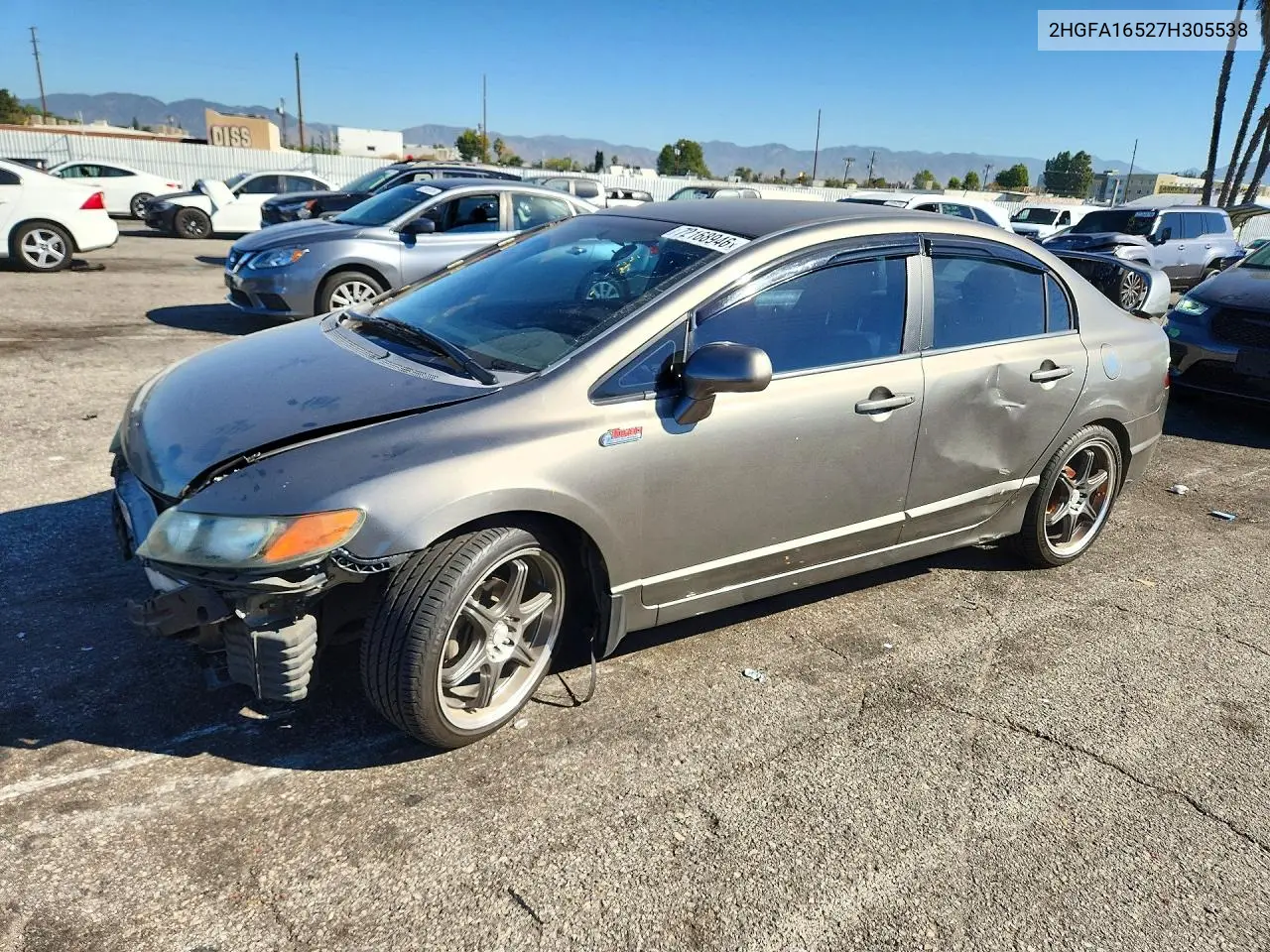 HONDA CIVIC 2007, VIN 2HGFA16527H305538