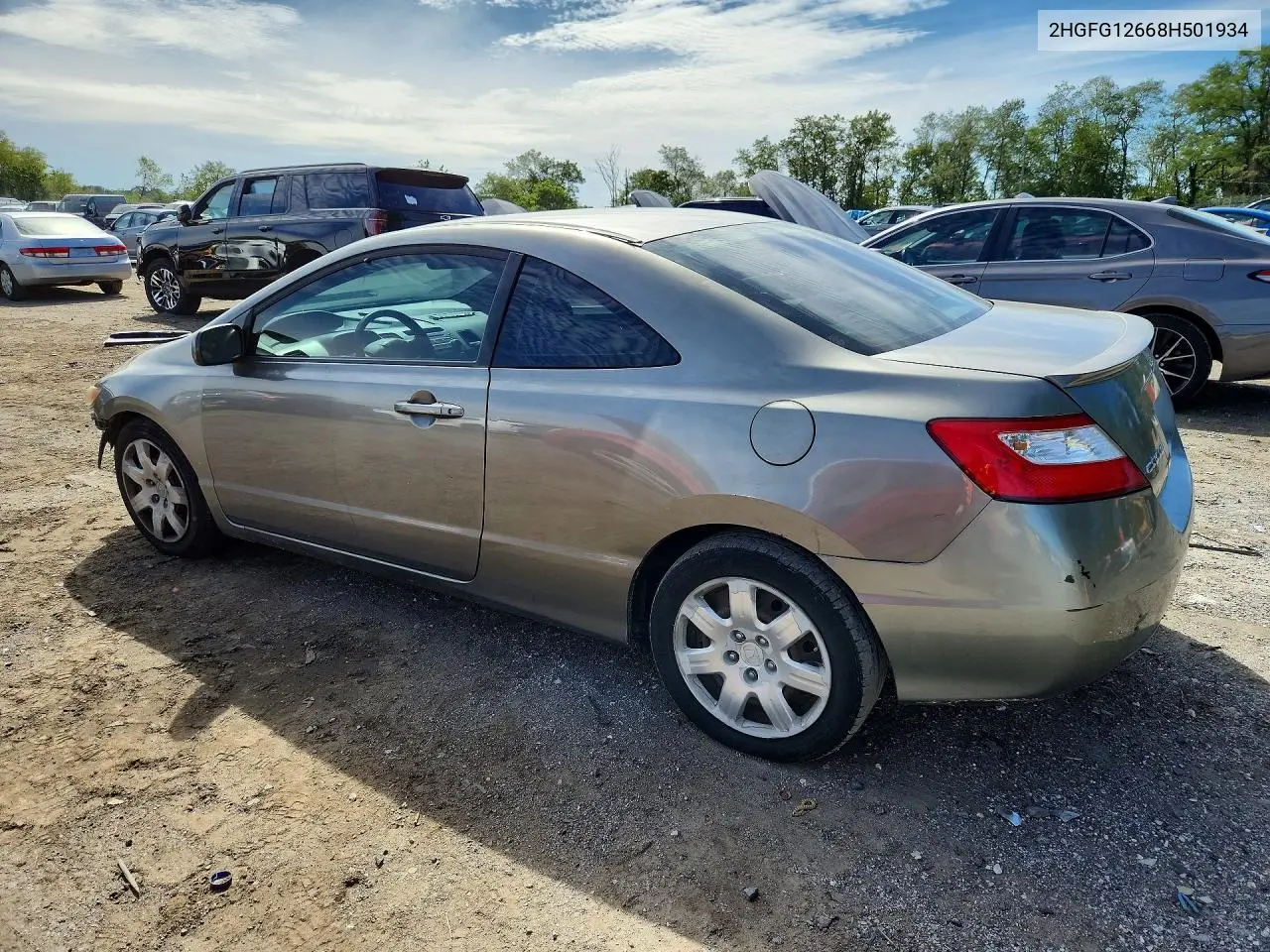 2008 HONDA CIVIC VIN 2HGFG12668H501934 — фото 2