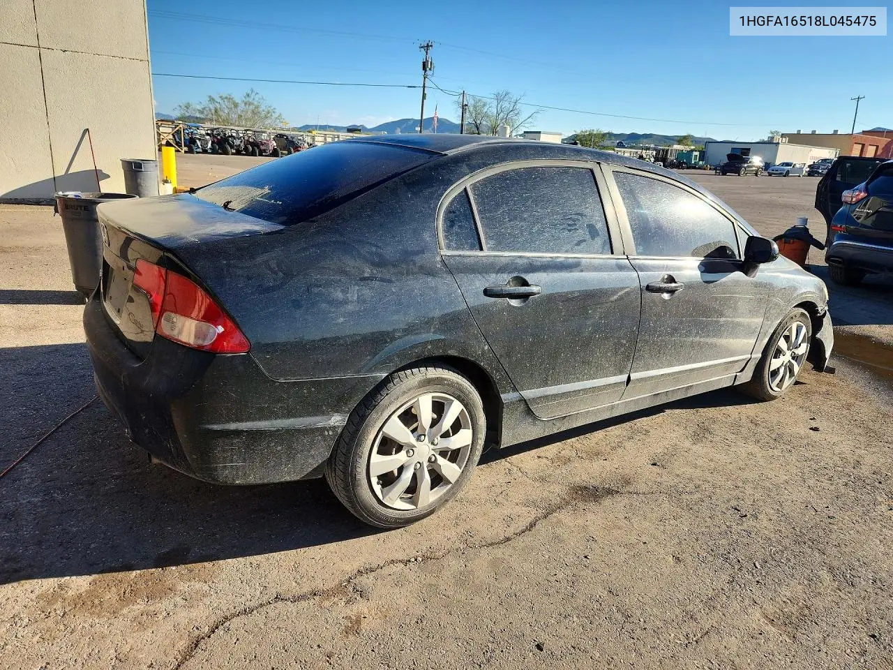 2008 HONDA CIVIC VIN 1HGFA16518L045475 — фото 3