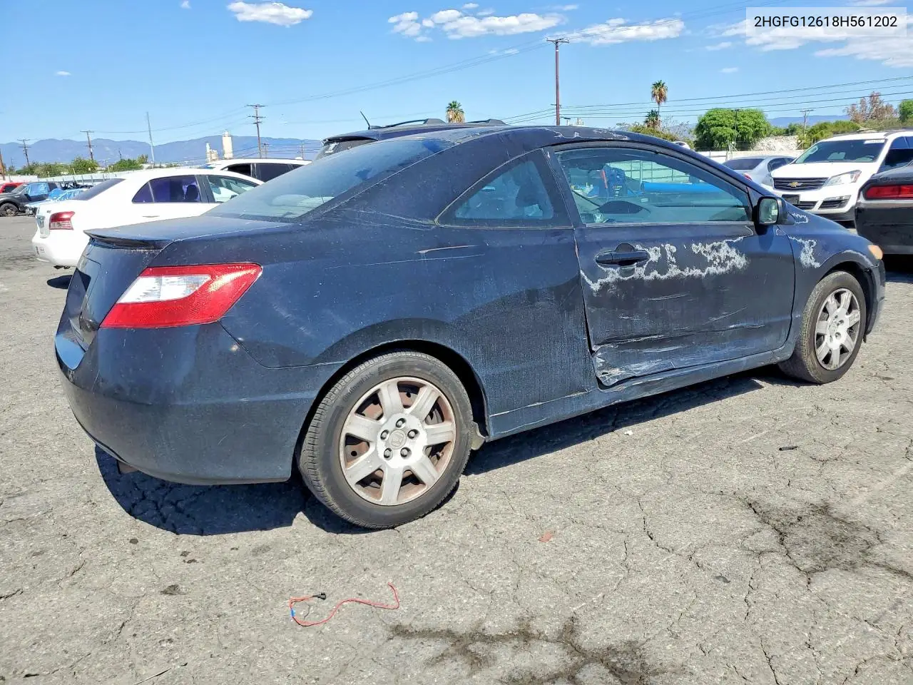 2008 HONDA CIVIC VIN 2HGFG12618H561202 — фото 3