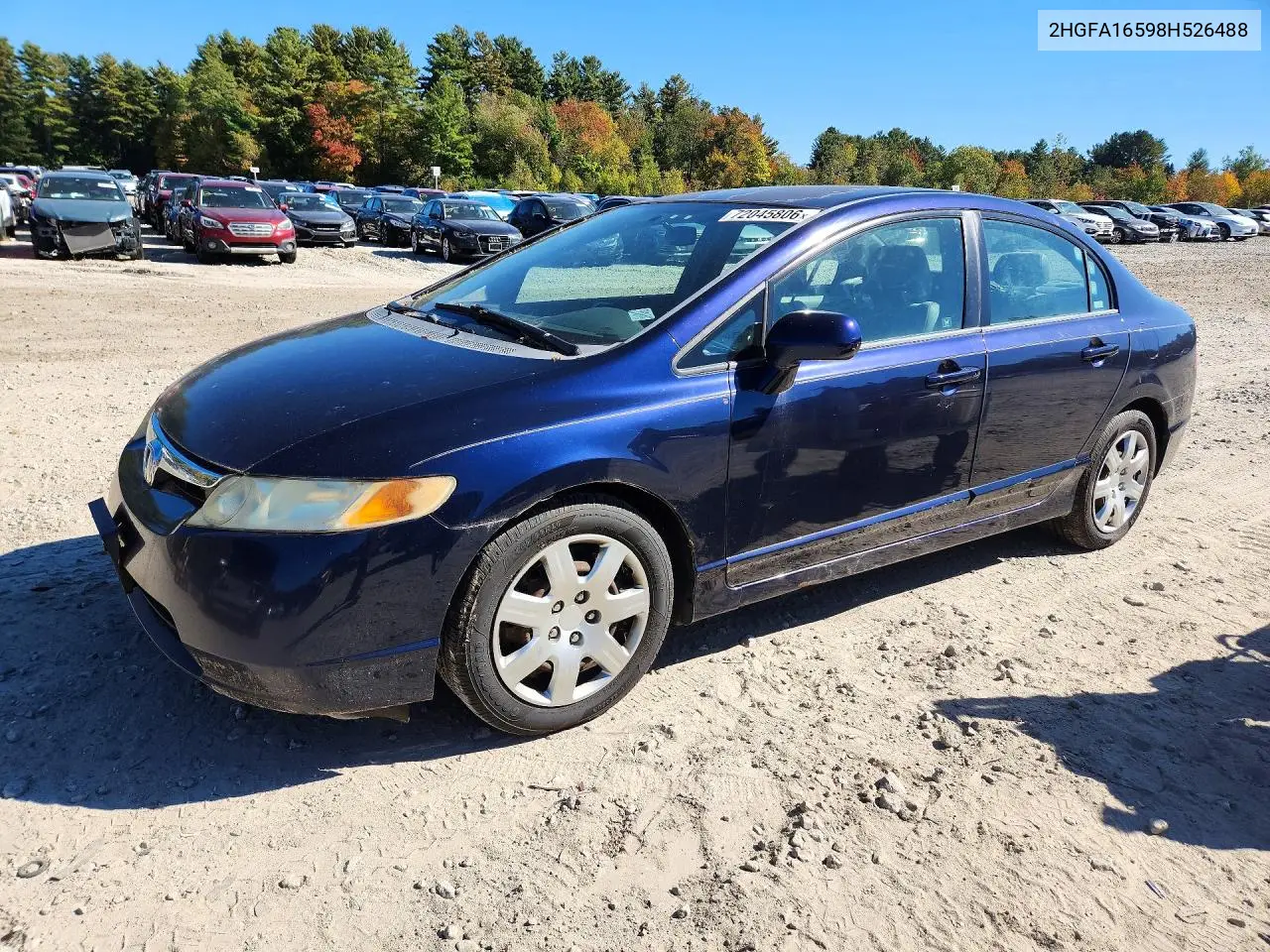 HONDA CIVIC 2008, VIN 2HGFA16598H526488