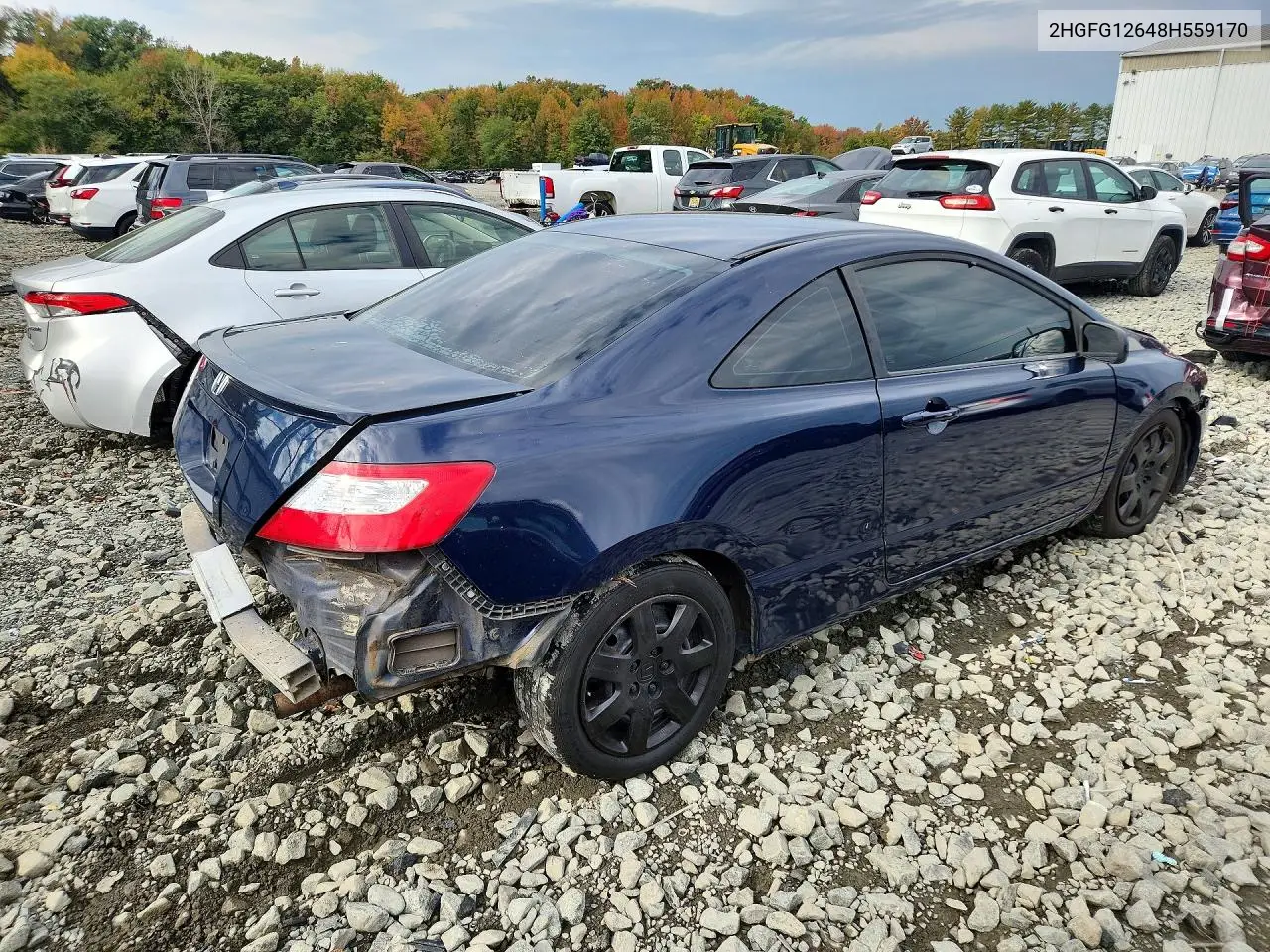 2008 HONDA CIVIC VIN 2HGFG12648H559170 — фото 3