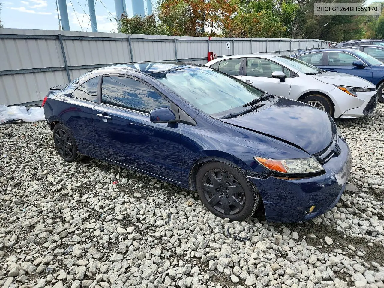 2008 HONDA CIVIC VIN 2HGFG12648H559170 — фото 4