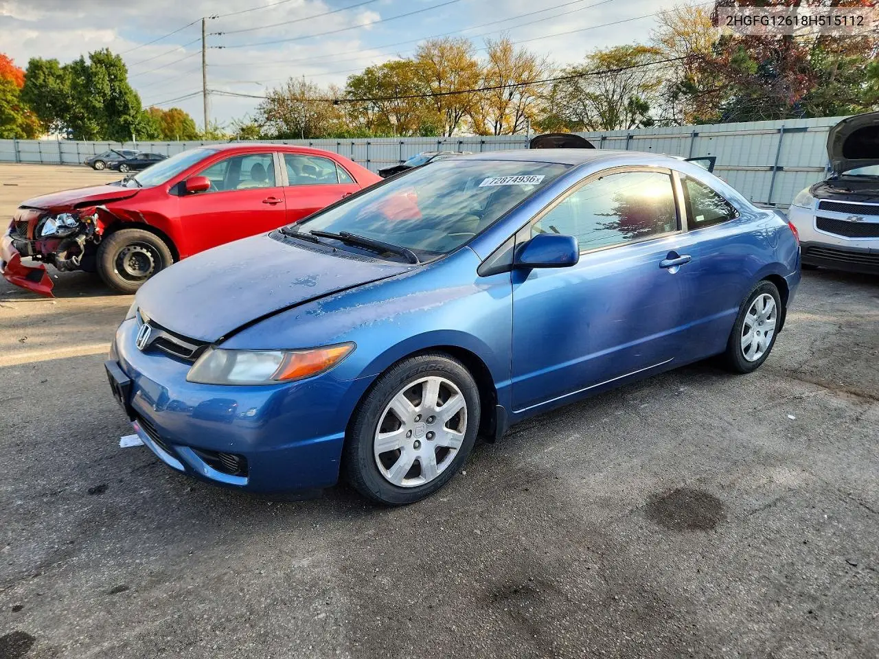 HONDA CIVIC 2008, VIN 2HGFG12618H515112