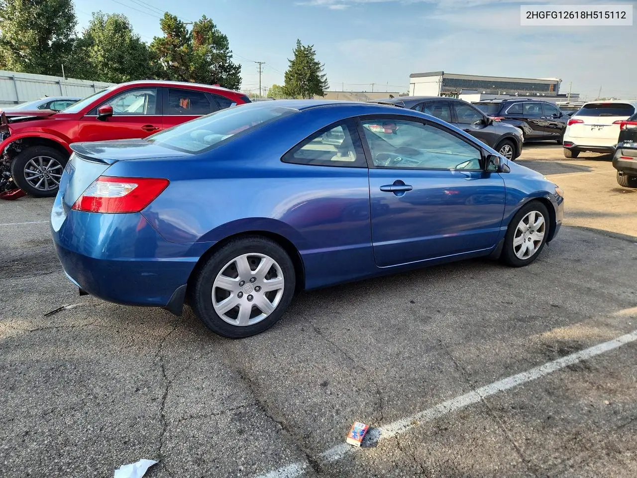 2008 HONDA CIVIC VIN 2HGFG12618H515112 — фото 3