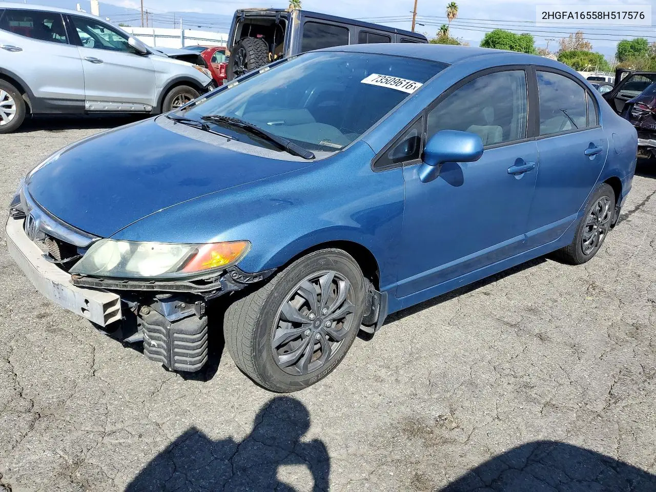 HONDA CIVIC 2008, VIN 2HGFA16558H517576