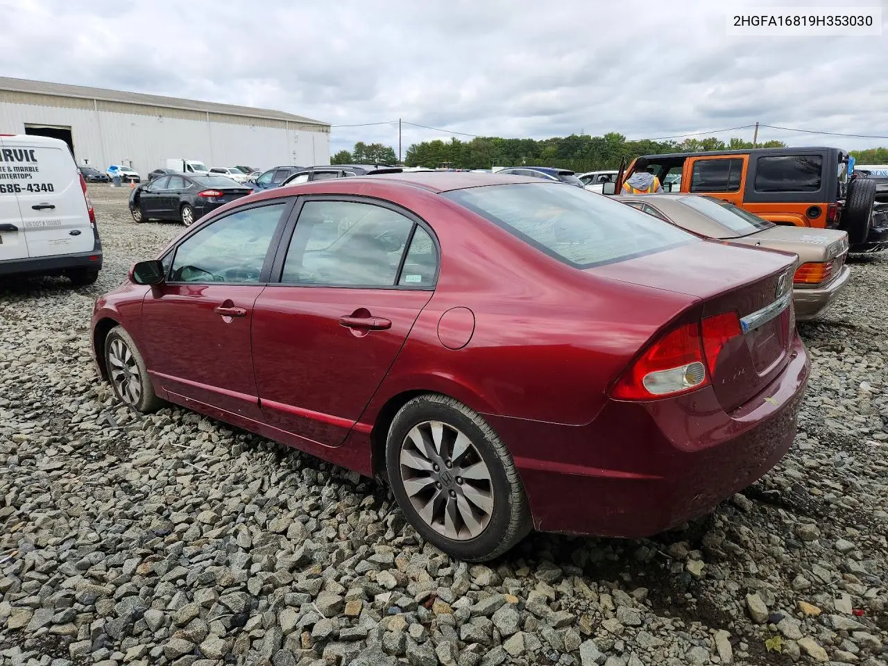 2009 HONDA CIVIC VIN 2HGFA16819H353030 — фото 2