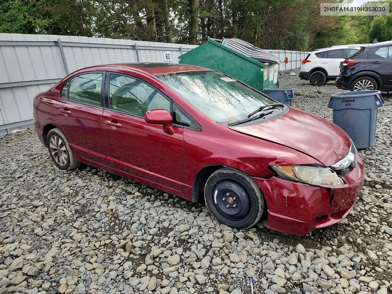 2009 HONDA CIVIC VIN 2HGFA16819H353030 — фото 4