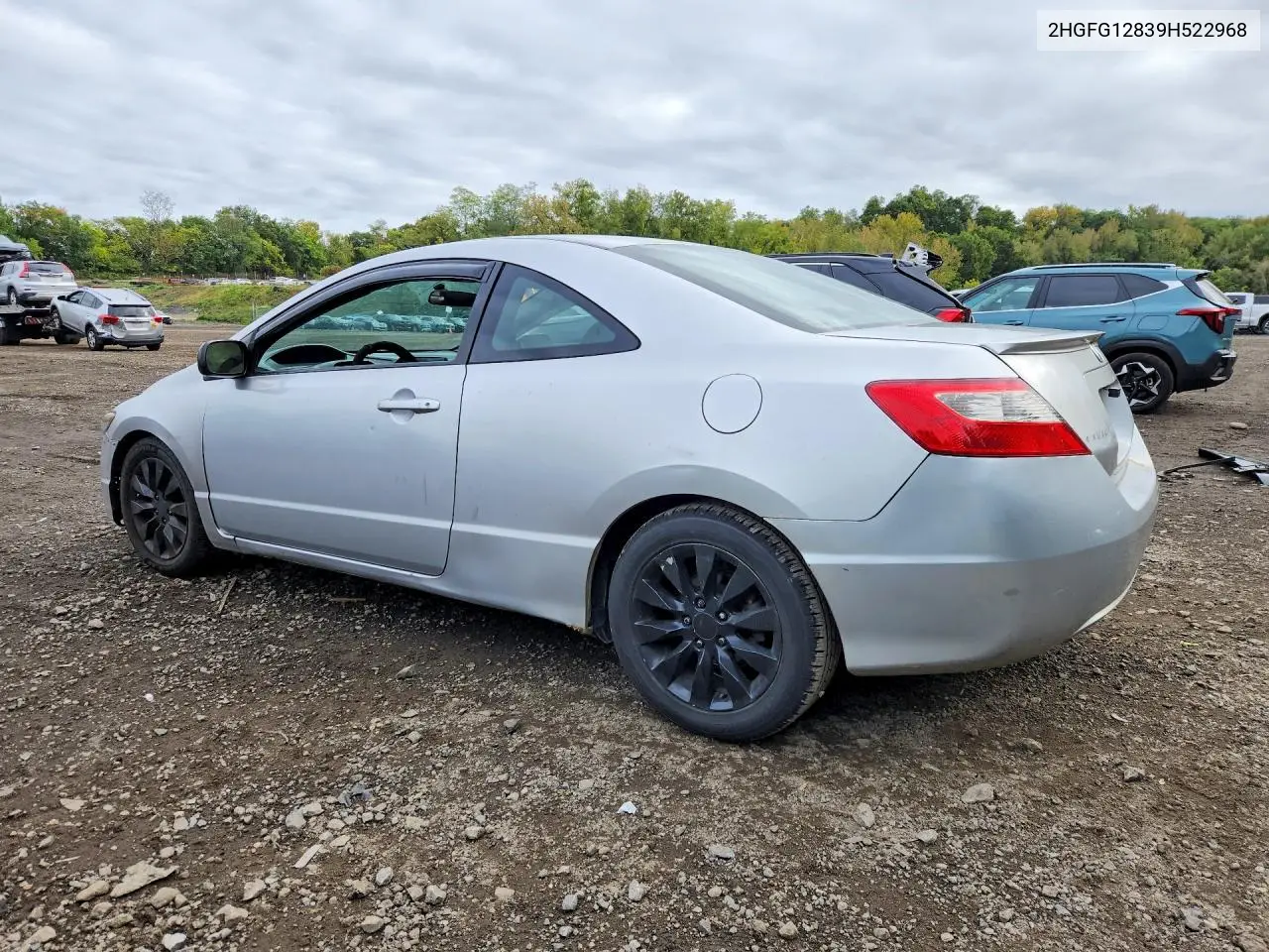 2009 HONDA CIVIC VIN 2HGFG12839H522968 — фото 2