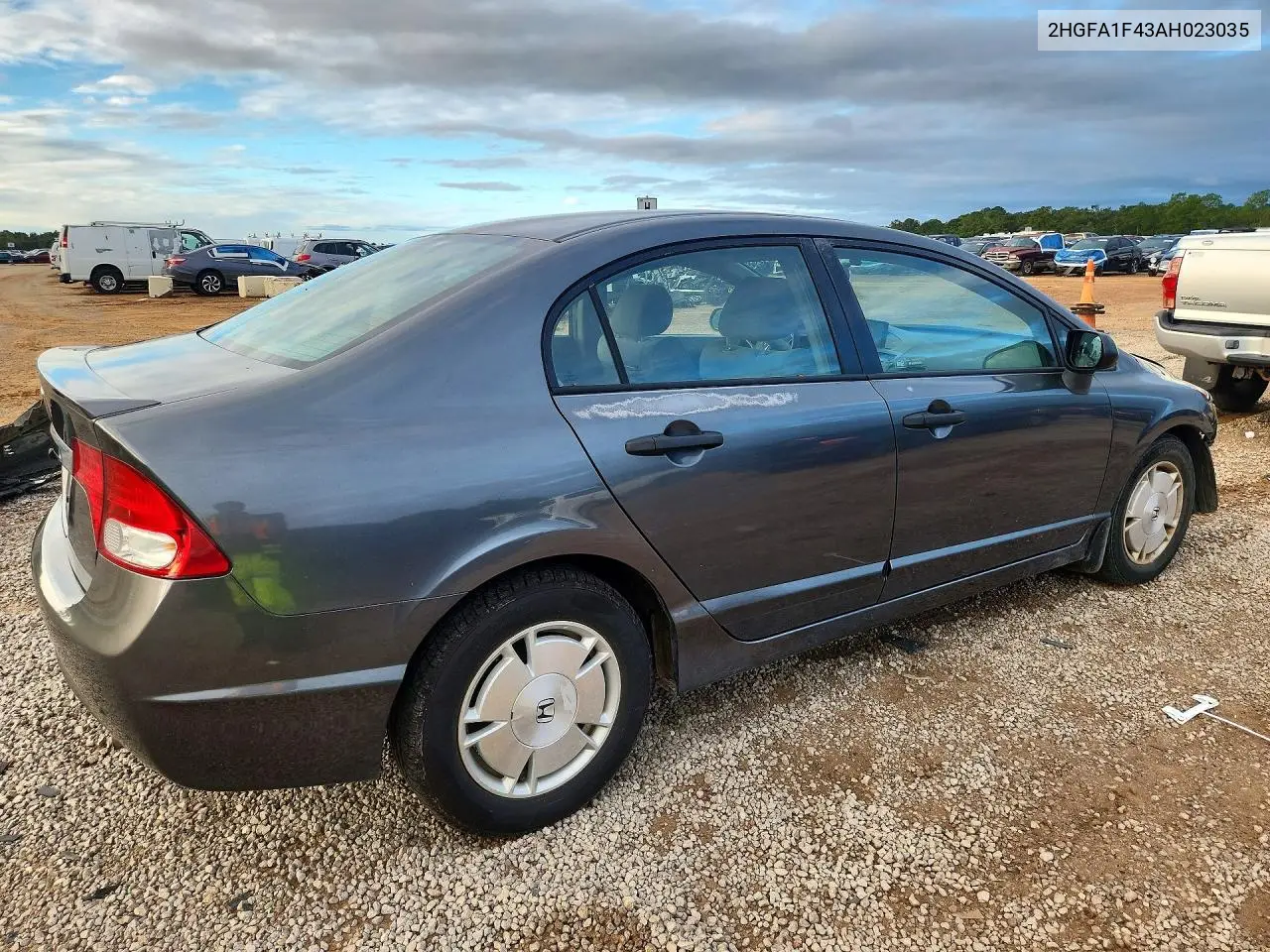 2010 HONDA CIVIC VIN 2HGFA1F43AH023035 — фото 3
