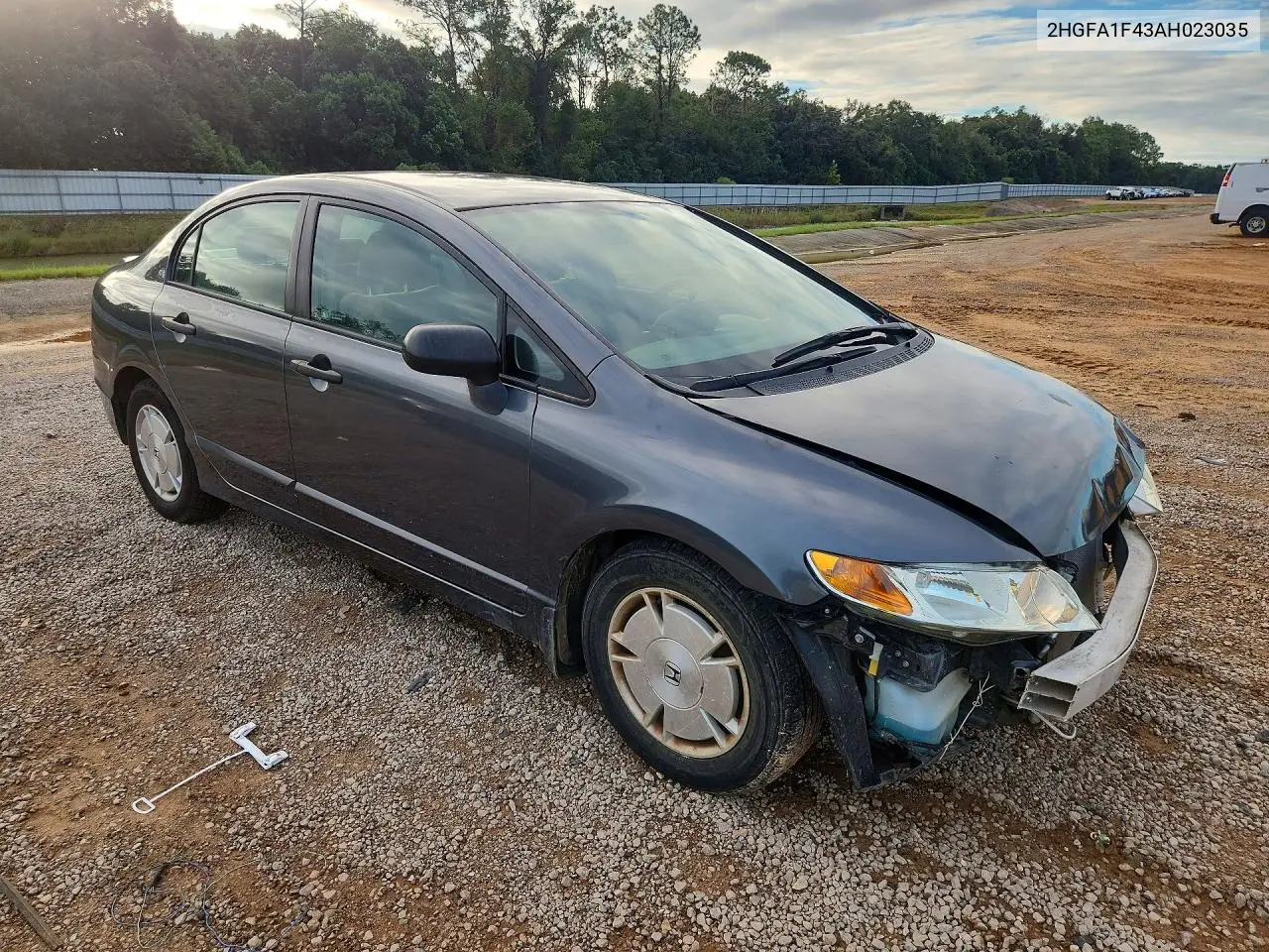 2010 HONDA CIVIC VIN 2HGFA1F43AH023035 — фото 4