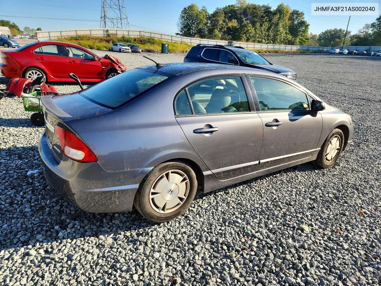 2010 HONDA CIVIC VIN JHMFA3F21AS002040 — фото 3