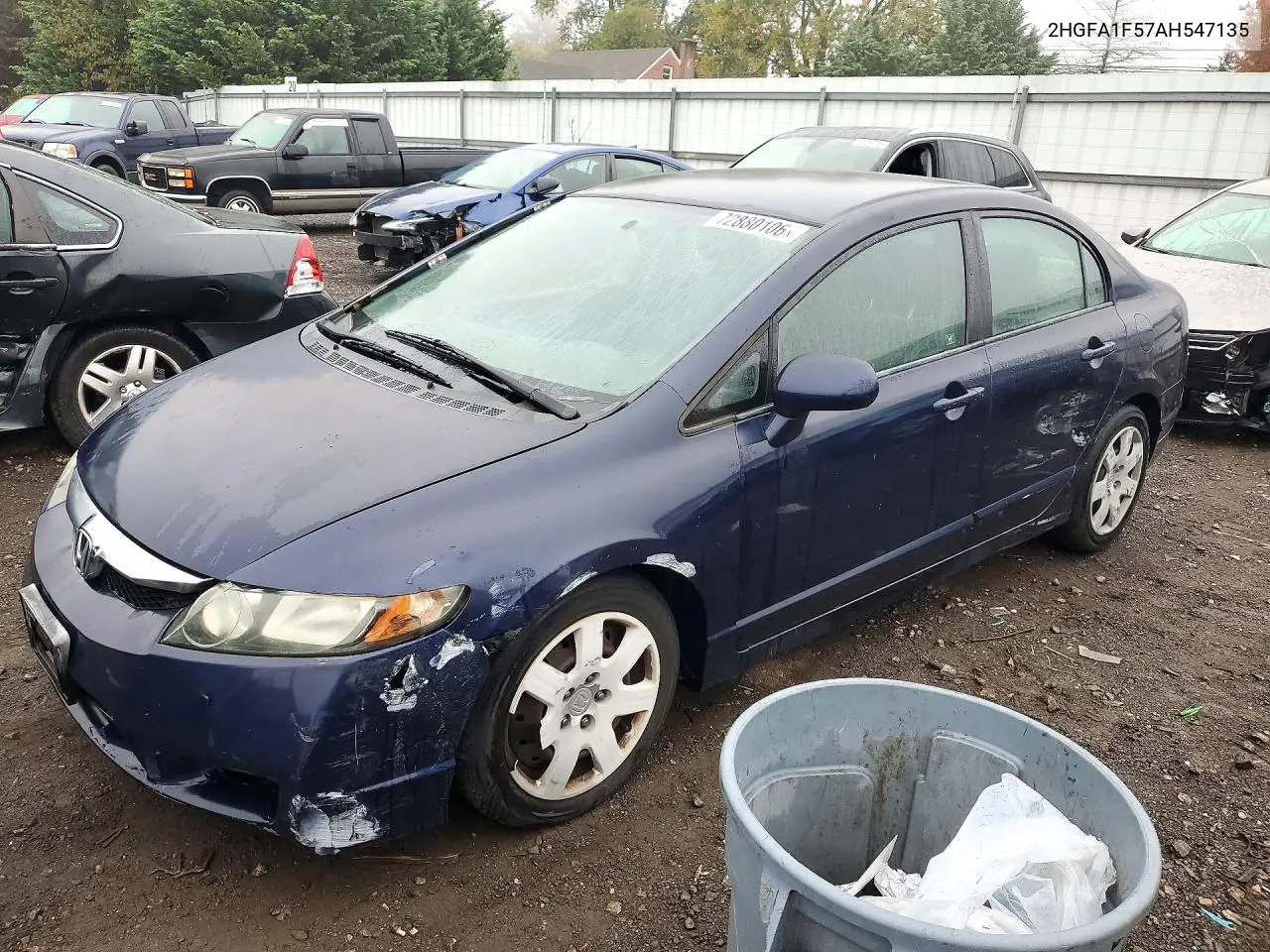 HONDA CIVIC 2010, VIN 2HGFA1F57AH547135