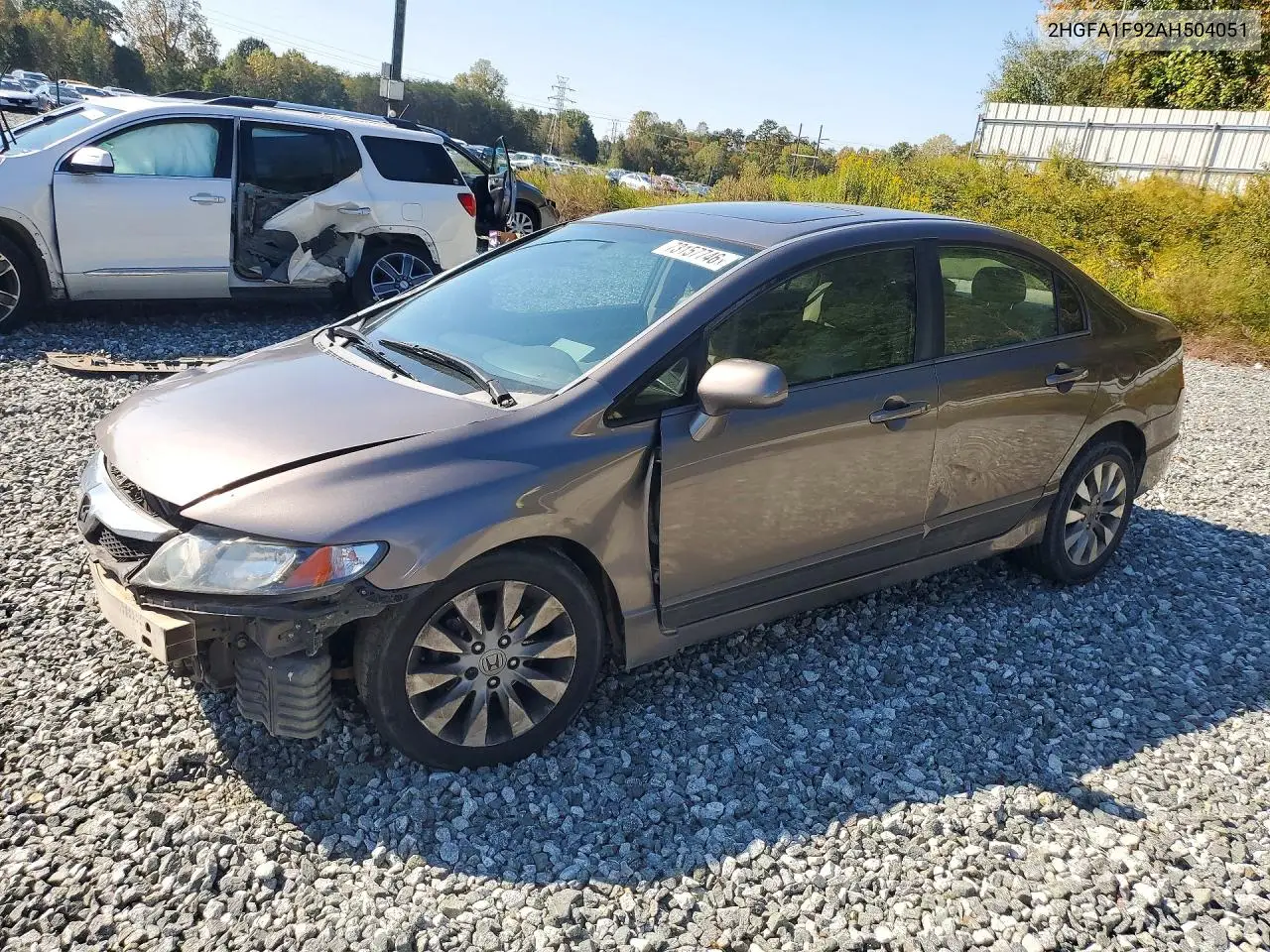 HONDA CIVIC 2010, VIN 2HGFA1F92AH504051