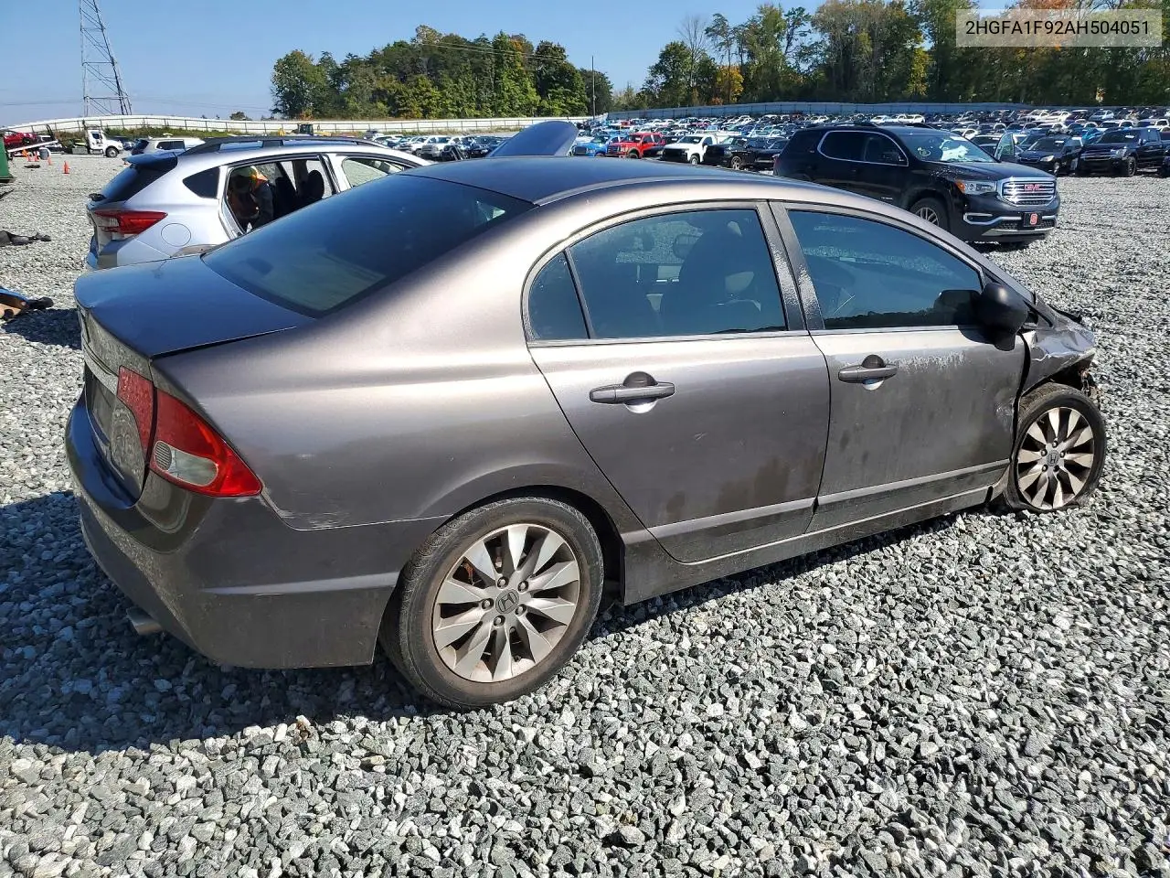 2010 HONDA CIVIC VIN 2HGFA1F92AH504051 — фото 3