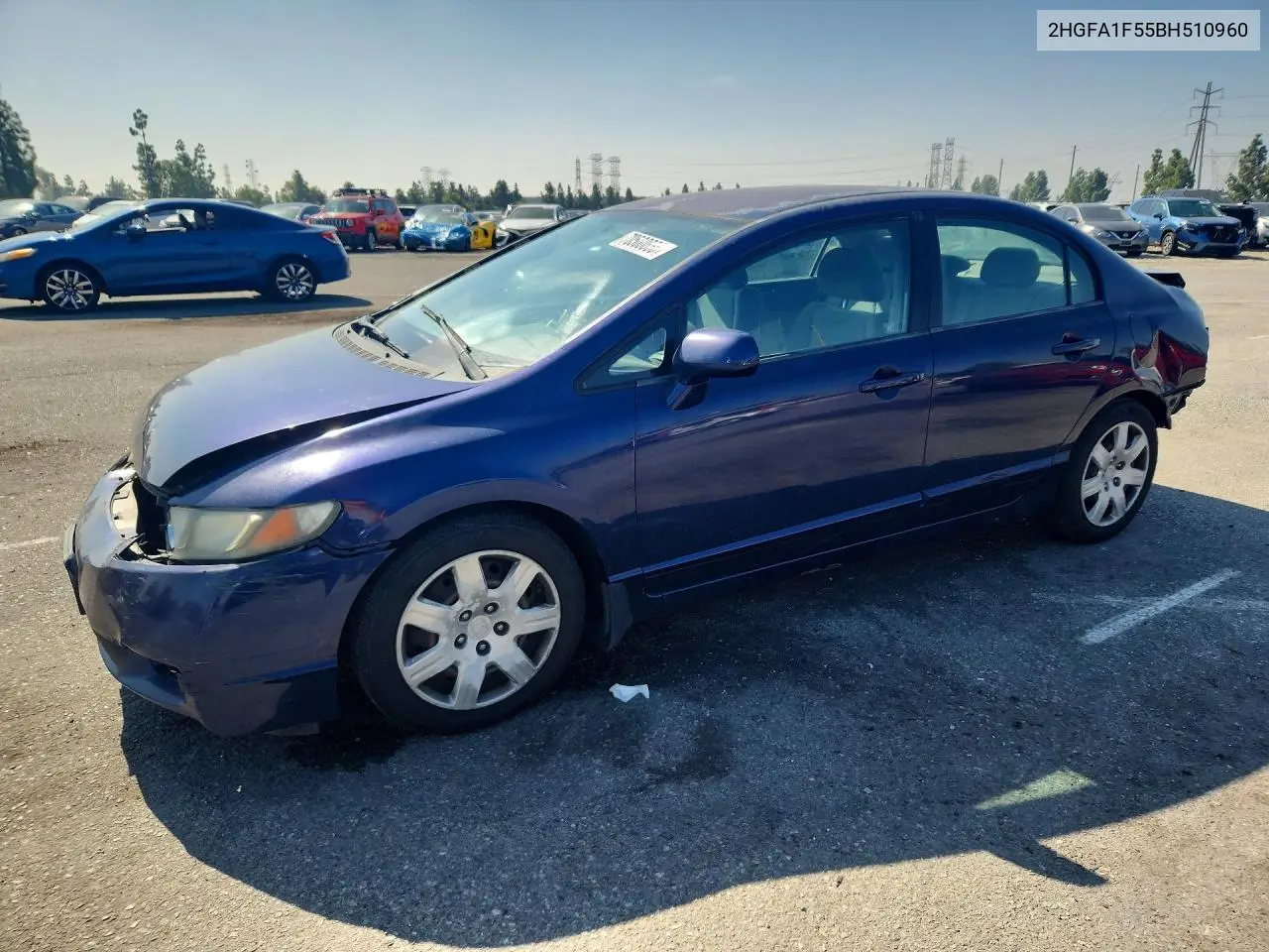 HONDA CIVIC 2011, VIN 2HGFA1F55BH510960