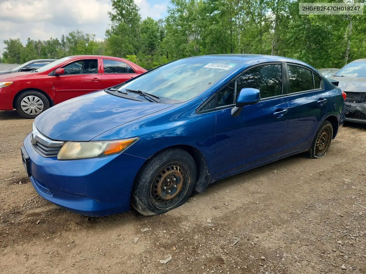 HONDA CIVIC 2012, VIN 2HGFB2F47CH018247
