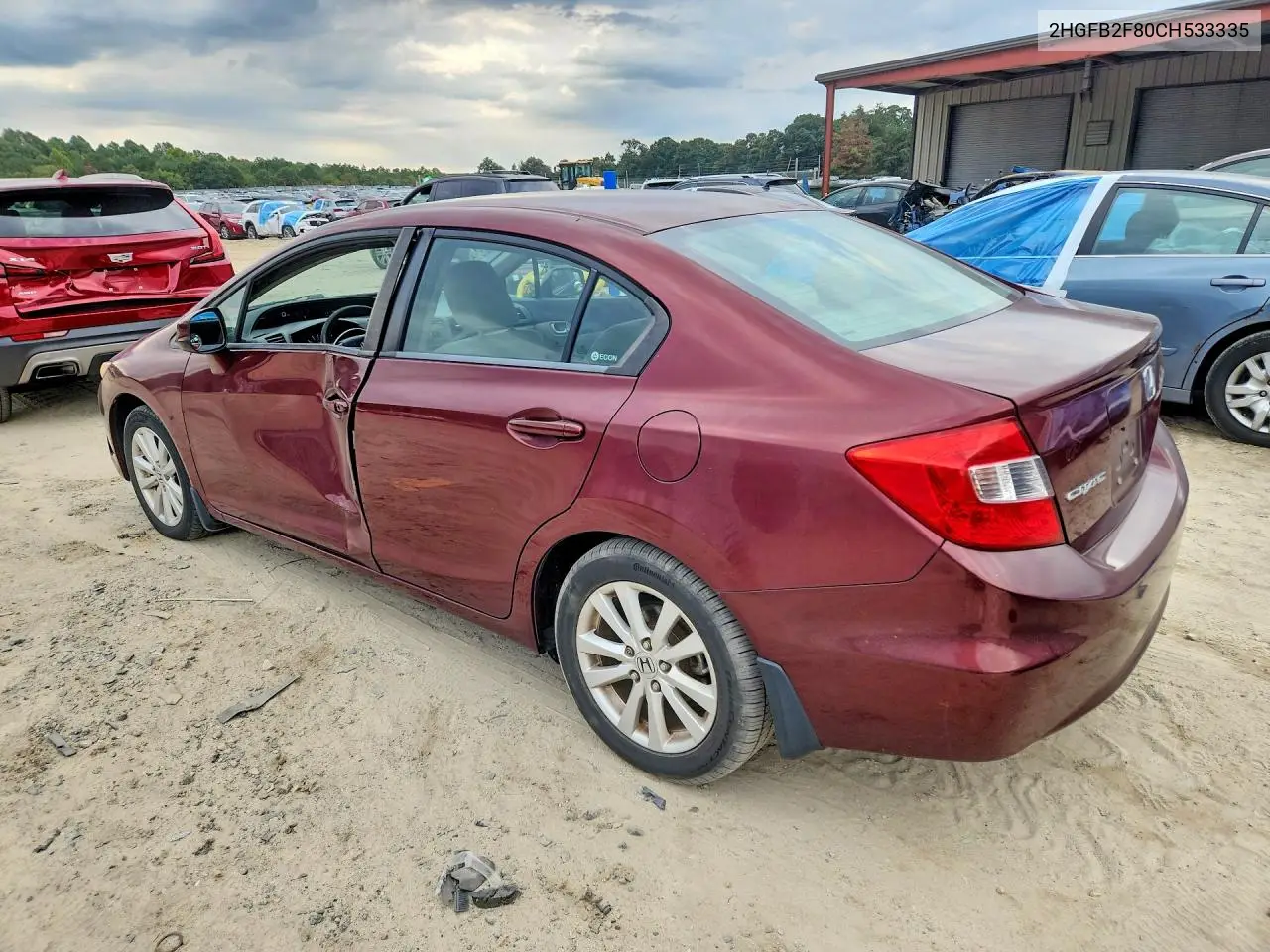 2012 HONDA CIVIC VIN 2HGFB2F80CH533335 — фото 2