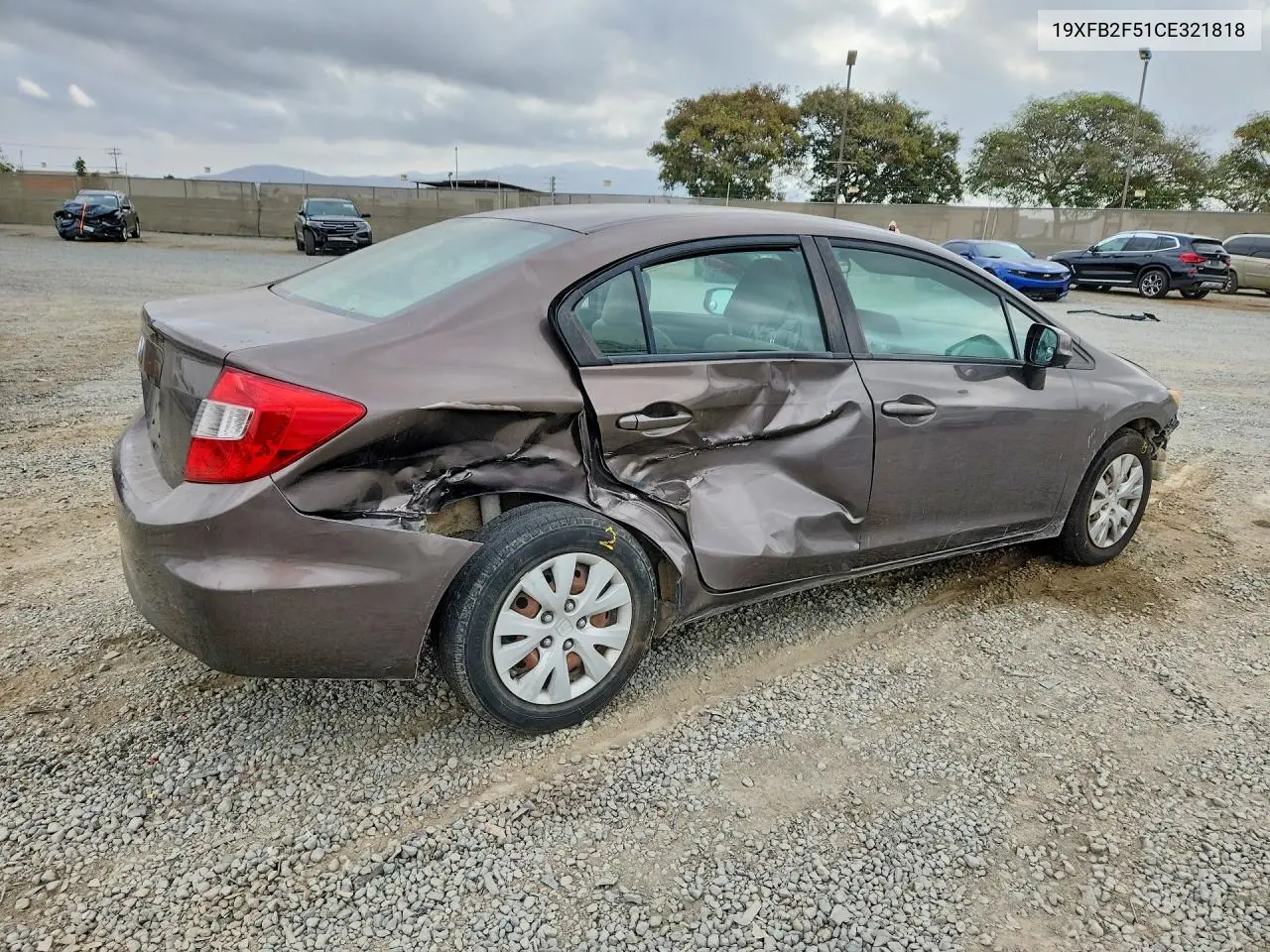 2012 HONDA CIVIC VIN 19XFB2F51CE321818 — фото 3