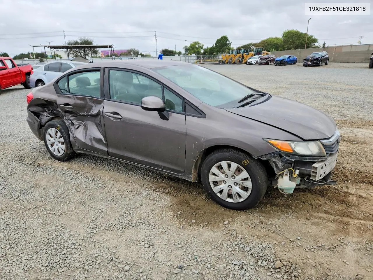 2012 HONDA CIVIC VIN 19XFB2F51CE321818 — фото 4