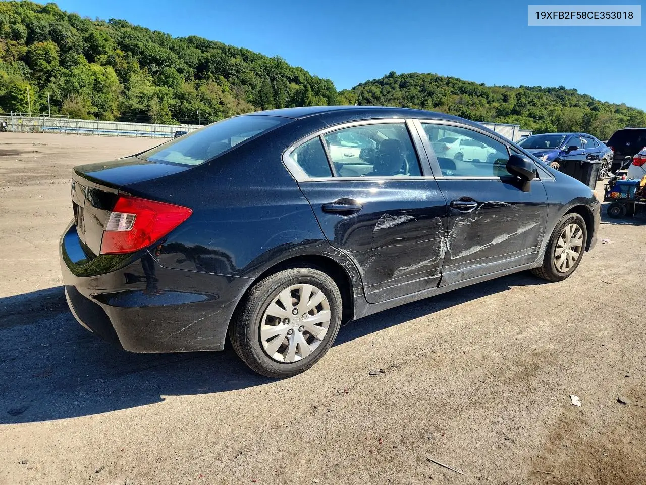 2012 HONDA CIVIC VIN 19XFB2F58CE353018 — фото 3