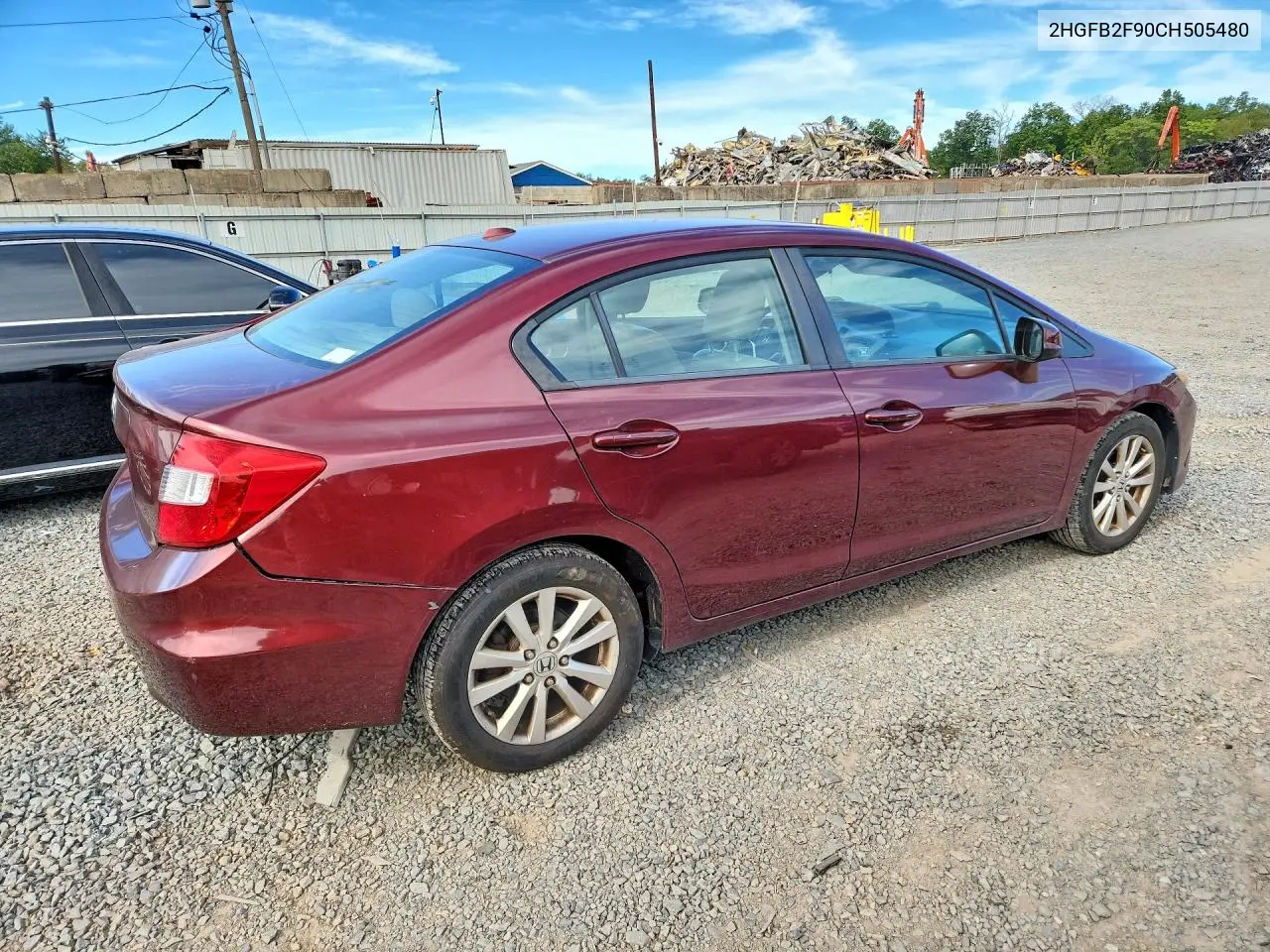 2012 HONDA CIVIC VIN 2HGFB2F90CH505480 — фото 3