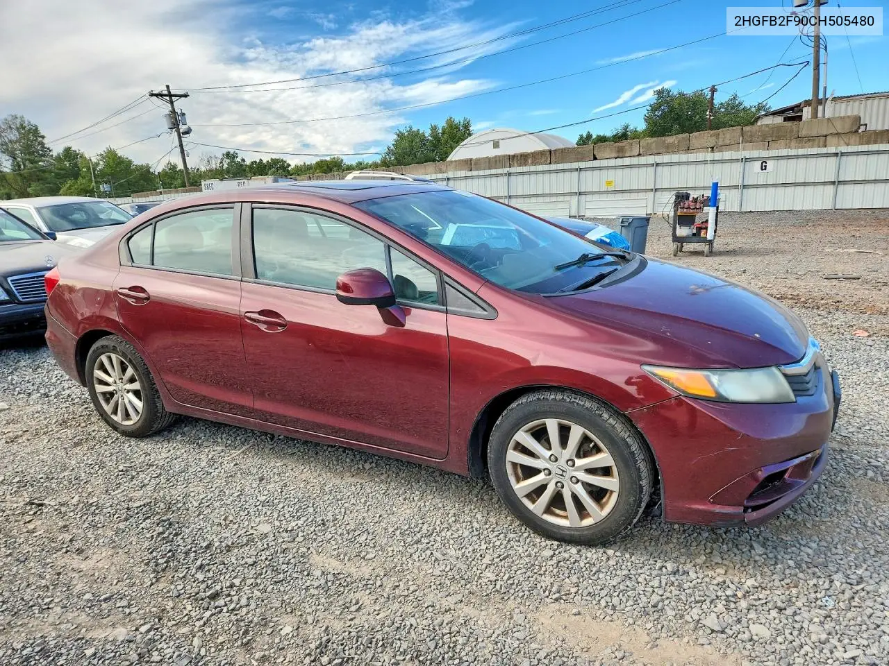 2012 HONDA CIVIC VIN 2HGFB2F90CH505480 — фото 4