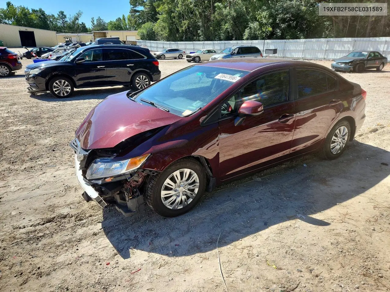 HONDA CIVIC 2012, VIN 19XFB2F58CE031589