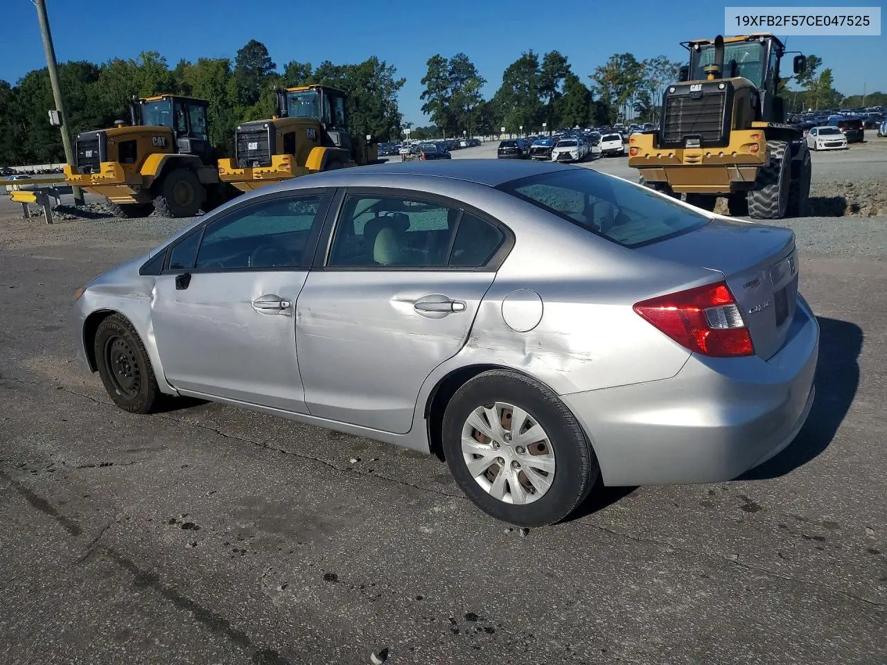 2012 HONDA CIVIC VIN 19XFB2F57CE047525 — фото 2