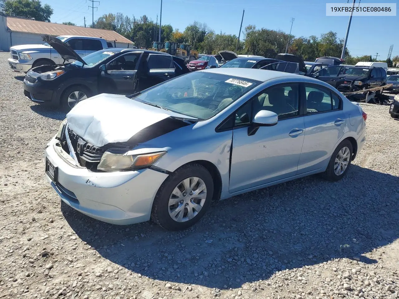 HONDA CIVIC 2012, VIN 19XFB2F51CE080486