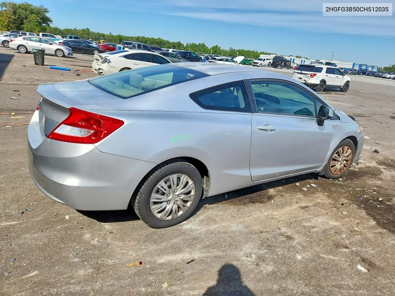 2012 HONDA CIVIC VIN 2HGFG3B50CH512035 — фото 3