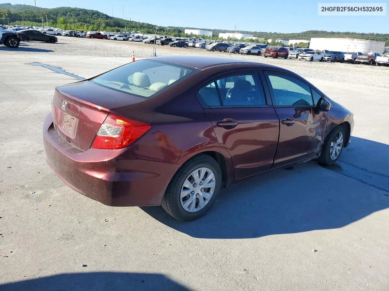 2012 HONDA CIVIC VIN 2HGFB2F56CH532695 — фото 3