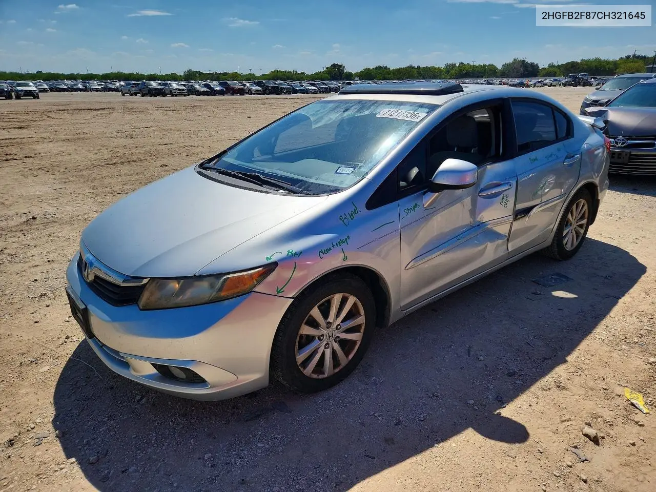 HONDA CIVIC 2012, VIN 2HGFB2F87CH321645