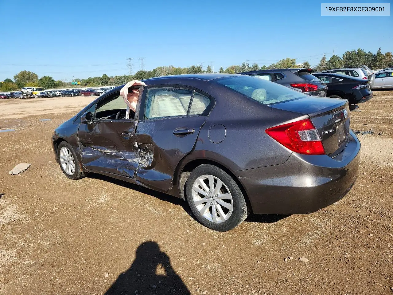 2012 HONDA CIVIC VIN 19XFB2F8XCE309001 — фото 2