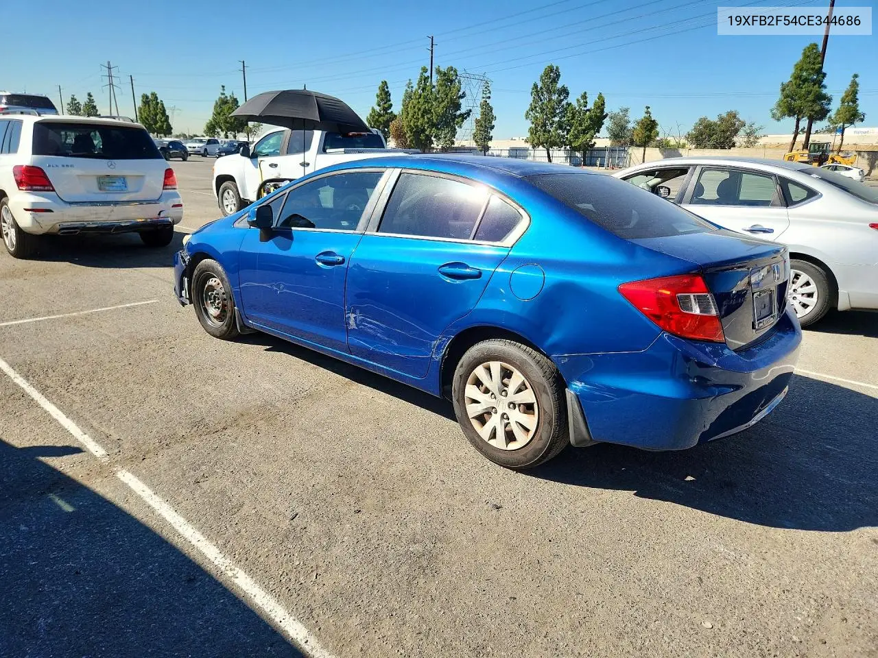 2012 HONDA CIVIC VIN 19XFB2F54CE344686 — фото 2