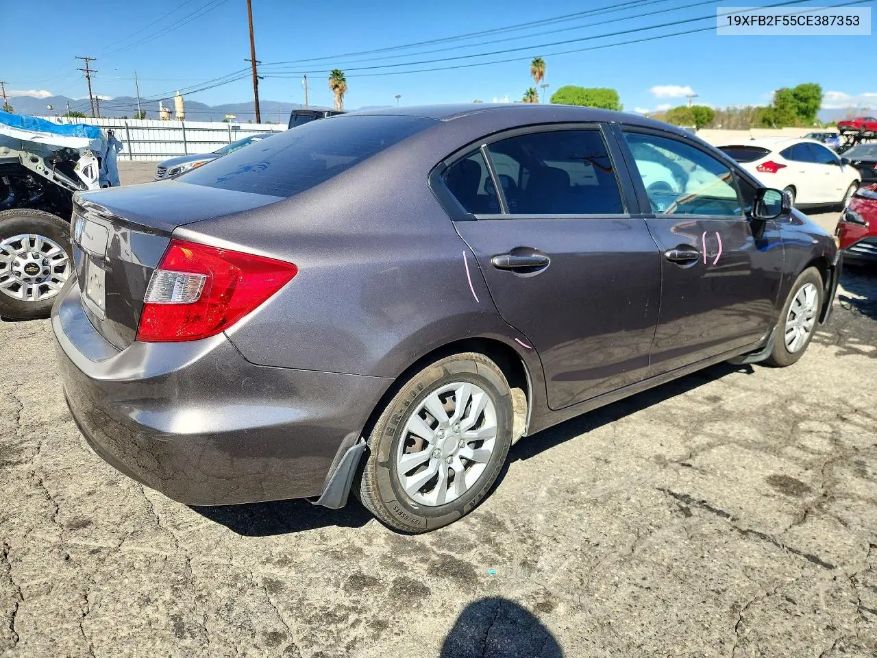 2012 HONDA CIVIC VIN 19XFB2F55CE387353 — фото 3