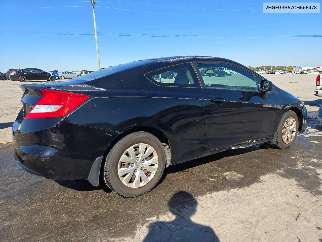 2012 HONDA CIVIC VIN 2HGFG3B57CH566478 — фото 3