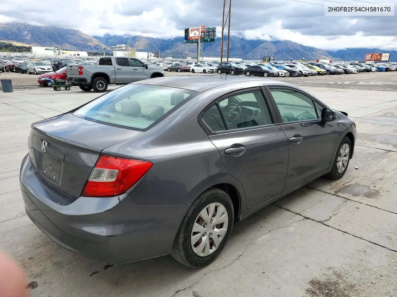 2012 HONDA CIVIC VIN 2HGFB2F54CH581670 — фото 3