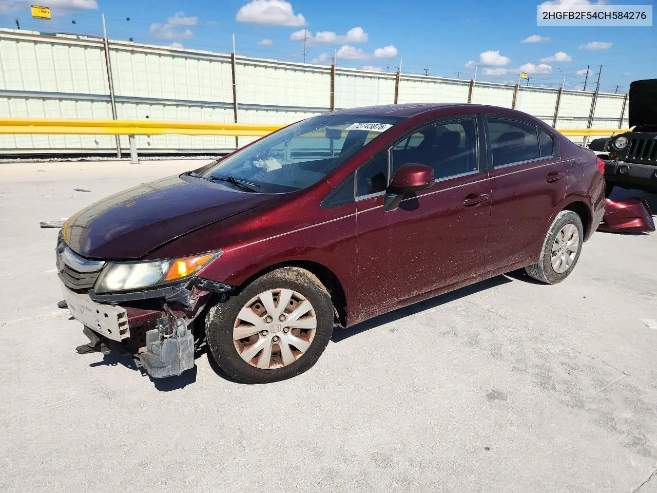 HONDA CIVIC 2012, VIN 2HGFB2F54CH584276