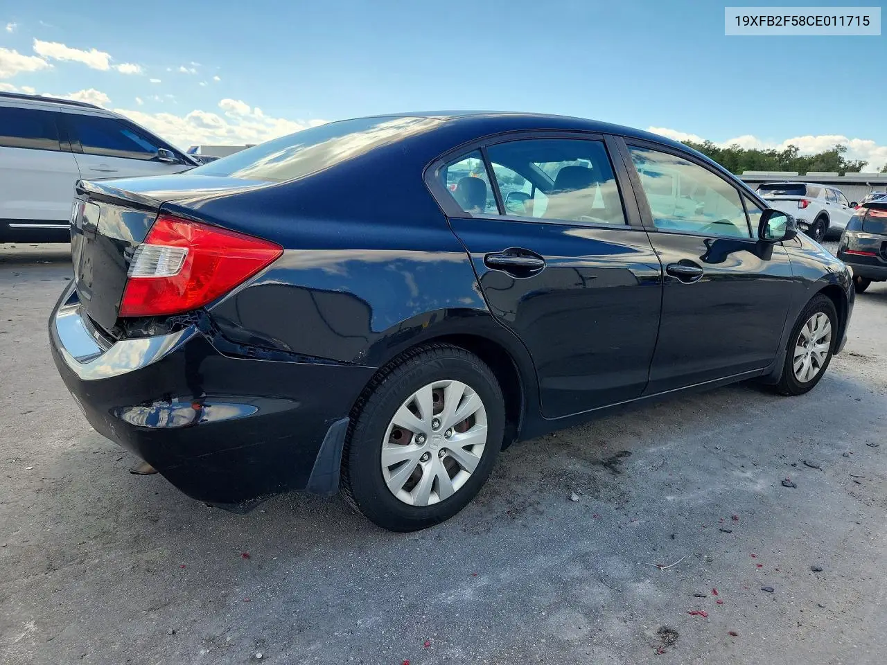 2012 HONDA CIVIC VIN 19XFB2F58CE011715 — фото 3