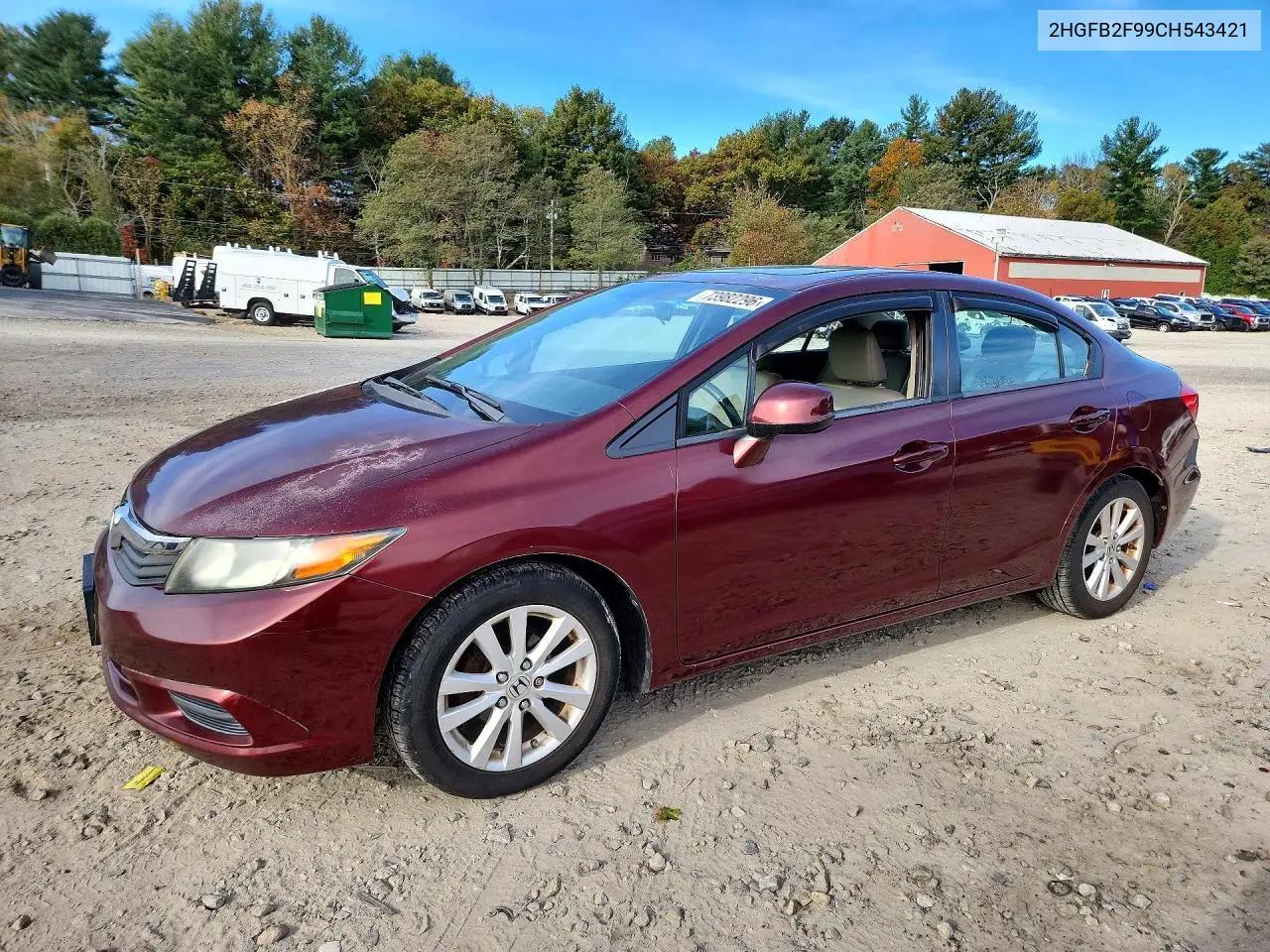 HONDA CIVIC 2012, VIN 2HGFB2F99CH543421