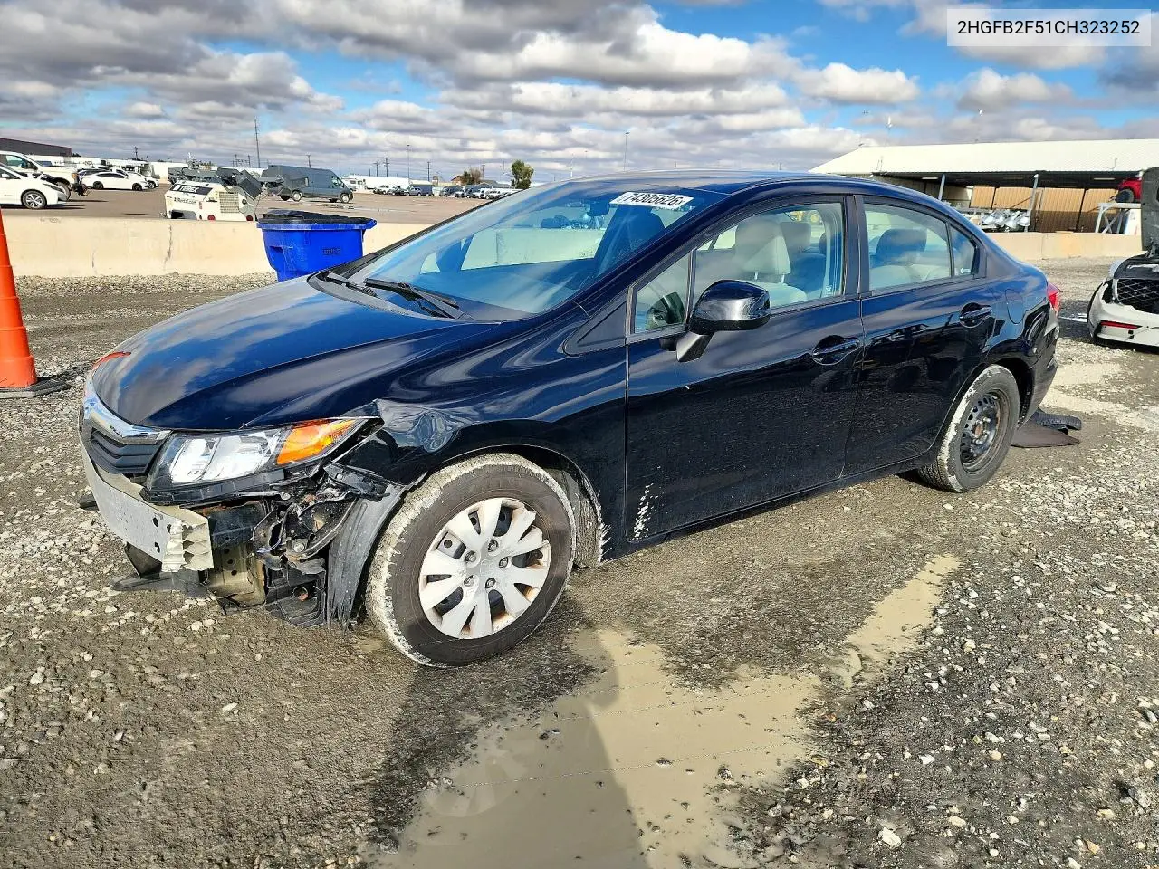 HONDA CIVIC 2012, VIN 2HGFB2F51CH323252