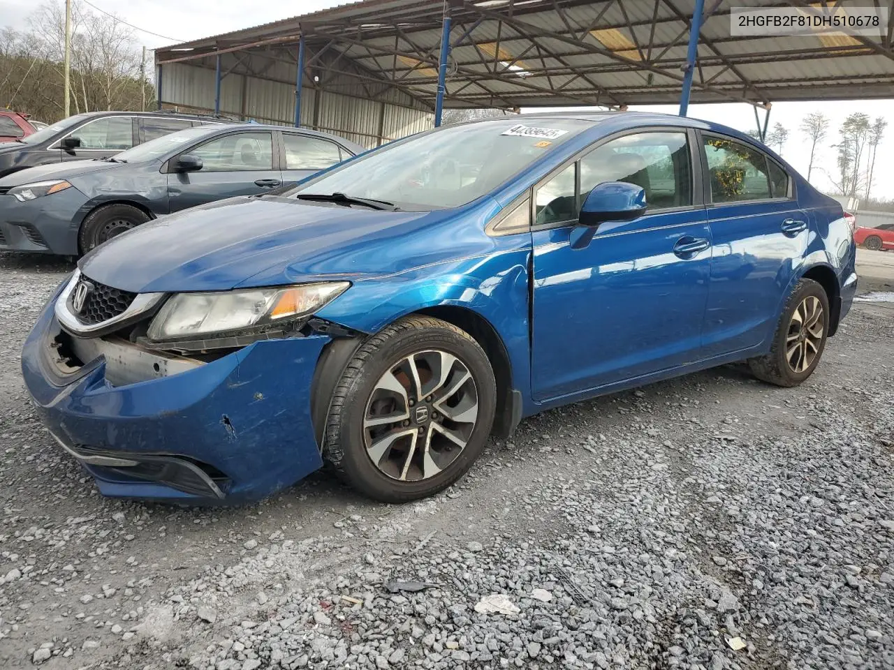 HONDA CIVIC 2013, VIN 2HGFB2F81DH510678