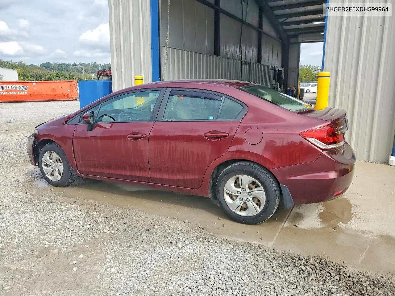 2013 HONDA CIVIC VIN 2HGFB2F5XDH599964 — фото 2