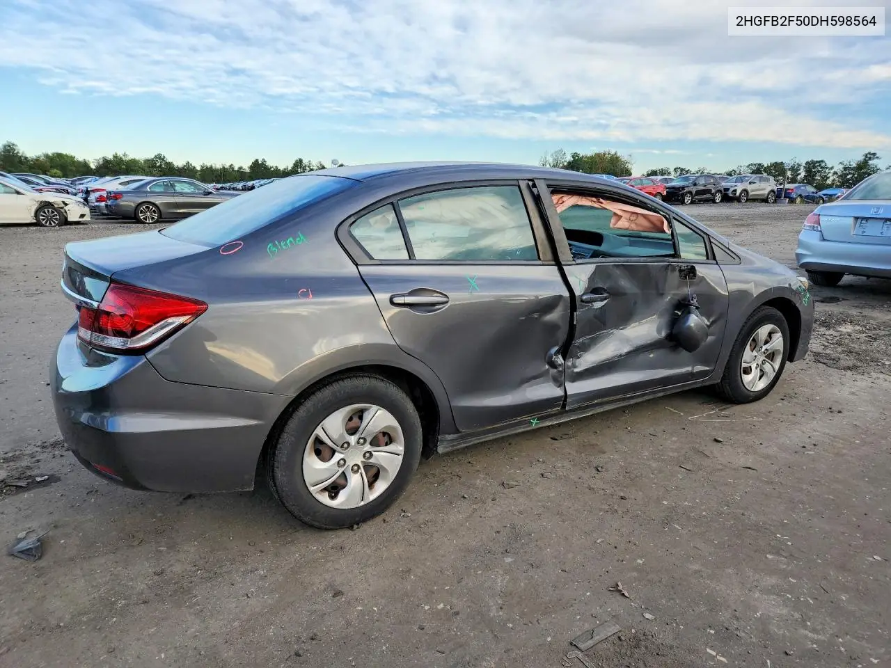 2013 HONDA CIVIC VIN 2HGFB2F50DH598564 — фото 3