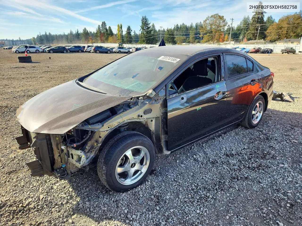 HONDA CIVIC 2013, VIN 2HGFB2F5XDH582758