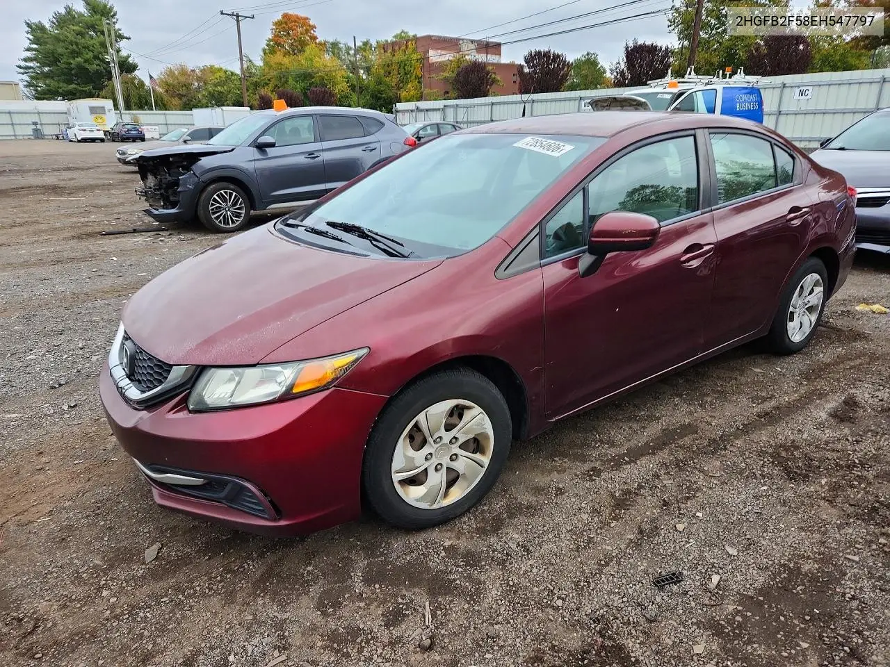 HONDA CIVIC 2014, VIN 2HGFB2F58EH547797